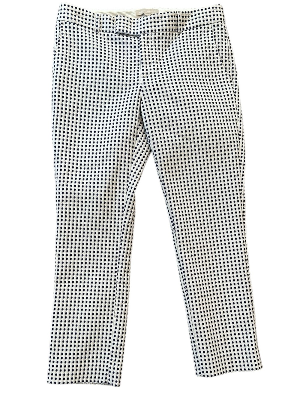 BANANA REPUBLIC navy blue & white polka dot textured ankle pants size 6